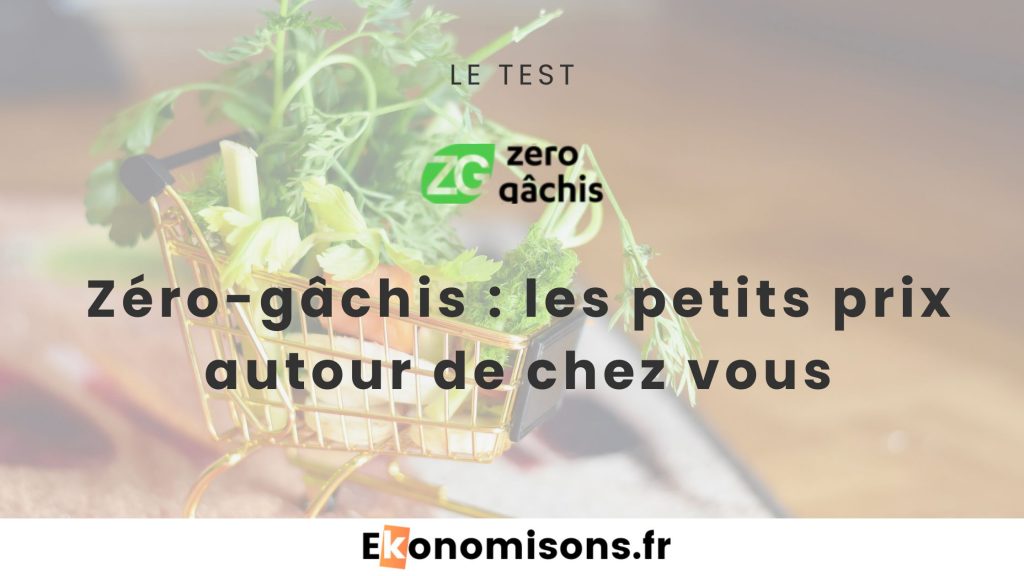 Un panier de course rempli de légume, accompagné de la mention : "Zero-gachis.com : les petits prix autour de chez vous"